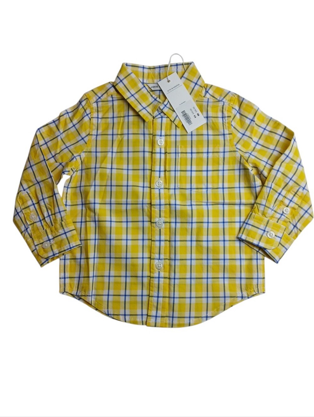 NEW‎ Janie and Jack Boys Shirt Size 12-18 Months Button Down  Blue Yellow Dress